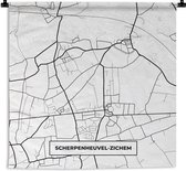 Wandkleed - Wanddoek - België – Scherpenheuvel Zichem – Stadskaart – Kaart – Zwart Wit – Plattegrond - 90x90 cm - Wandtapijt