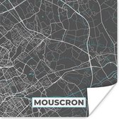 Poster Plattegrond – Mouscron – Blauw – Stadskaart - Kaart - België - 30x30 cm