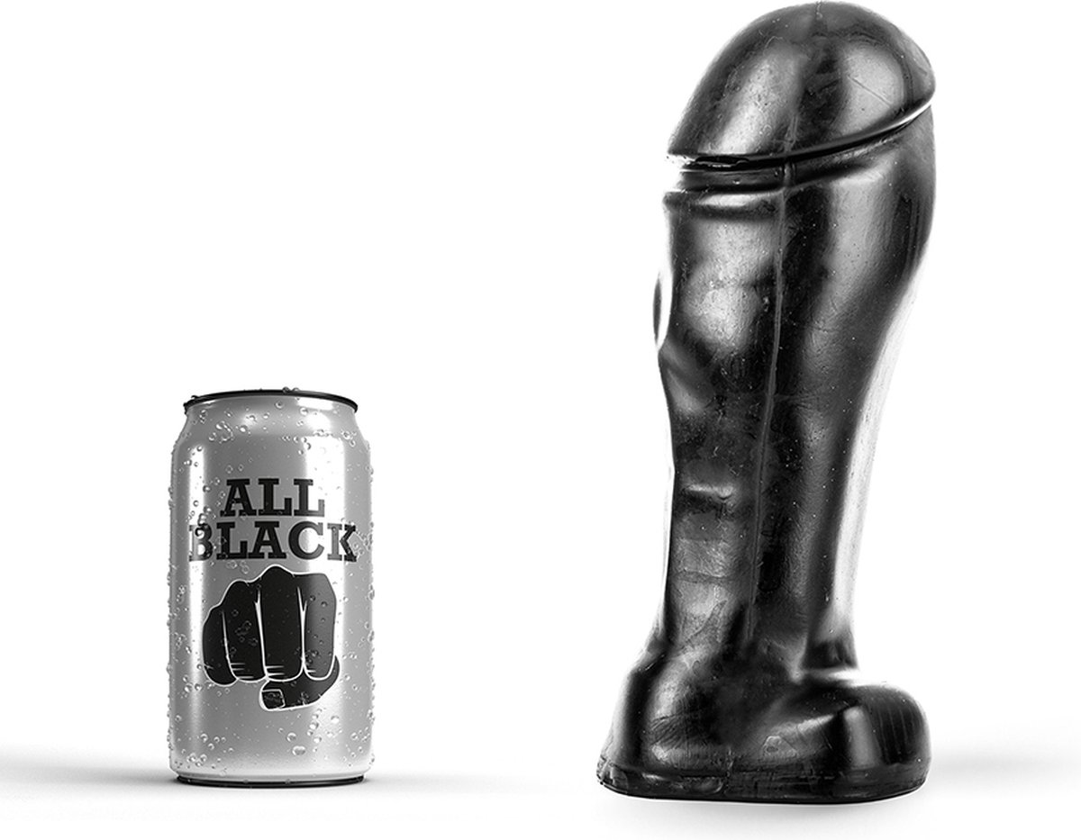 Goedkoopste All Black Zwarte realistische dildo - 22 cm