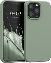 kwmobile telefoonhoesje geschikt voor Apple iPhone 13 Pro - Hoesje met siliconen coating - Smartphone case in grijsgroen