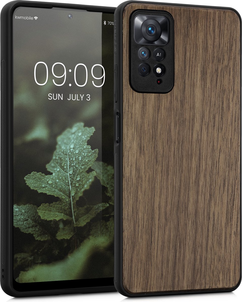 kwmobile telefoonhoesje geschikt voor Xiaomi Redmi Note 11 Pro / Note 11 Pro (5G) / Note 12 Pro (4G) - Hoesje met bumper in donkerbruin - Backcover - walnoothout