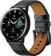 YONO Leer Air Bandje 20mm - Leren Horlogebandje geschikt voor Samsung Galaxy Watch 5 / Pro / 4 / 3 / Active 2 - Polar Ignite / Unite – Huawei - Zwart