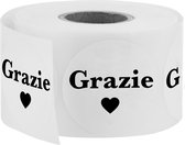 PrimeMatik - Ronde "Grazie"-etiketten 25 mm, rol van 500 etiketten, witte kleur, rol van 500 etiketten