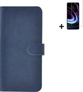 Motorola Moto G22 Hoesje - Bookcase - Moto G22 Hoesje - Pu Leder Wallet Book Case Blauw Cover + Screenprotector
