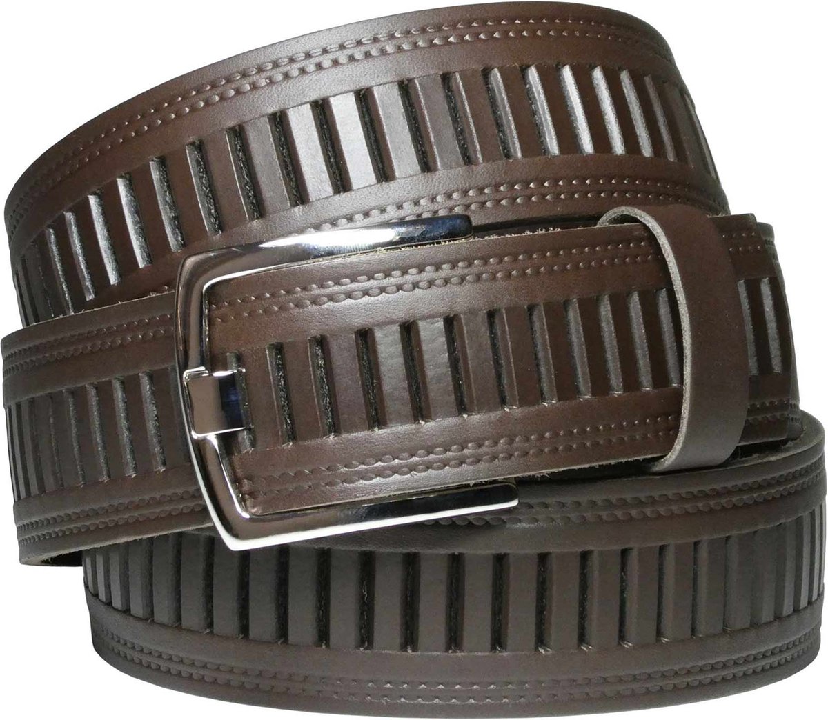 Pierre Mouton - Sleufriem Stierenleder - Herenriemen - Bruin - 120 cm