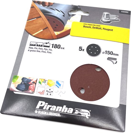 Piranha schuurschijf voor excentrische schuurmachine - Ø 150 mm - Korrel  180 - Bosch &... | bol.com