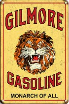 Signs-USA - Retro wandbord - metaal - Gilmore Lion Gasoline - 20 x 30 cm