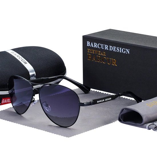Barcur zonnebril – Zonnebril heren – Zonnebrillen – UV 400 – Gepolariseerde Zonnebril – Zonnebril heren gepolariseerd – Zonnebril heren polaroid – Black Gradient Gray
