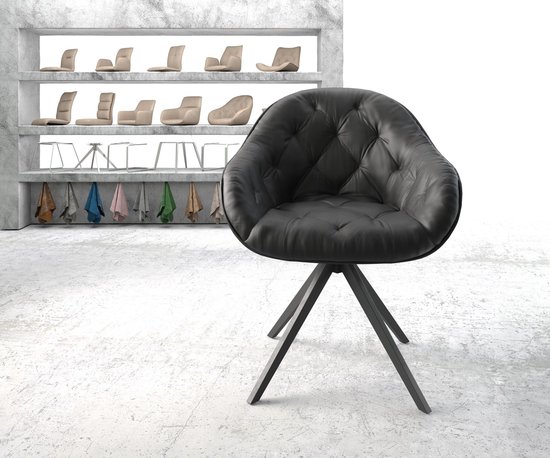 Draaistoel Gaio-Flex kruisframe hoekig zwart echt leer zwart 180° draaibaar - Afbeelding 10
