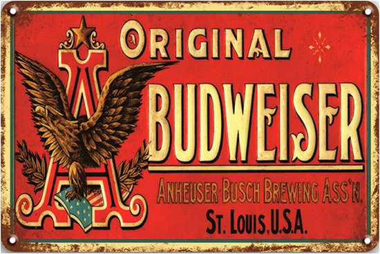 Foto: Signs usa retro wandbord metaal original budweiser 20 x 30 cm