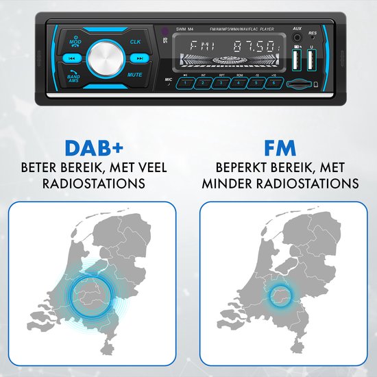 Vues Autoradio DAB+/ FM - Bluetooth, Aux, USB et mains libres - Recevoir  toutes les