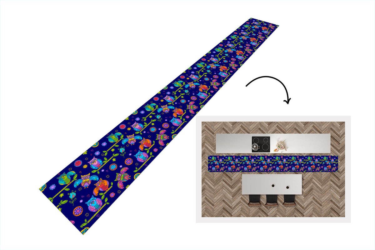 KitchenYeah Keukenloper - Keukenmat - Patroon - Uil - Takken - Keuken vloerkleed multicolor, foto 2