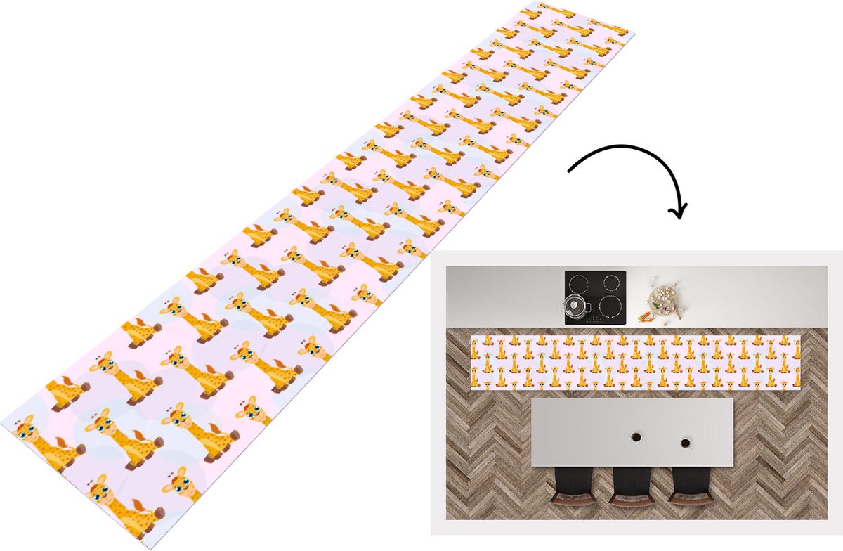 KitchenYeah Keukenloper - Keukenmat - Giraffe - Patroon - Kinderen - Keuken vloerkleed Multicolor