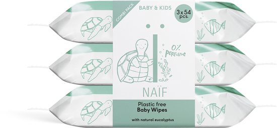 Naïf Natuurlijke Plasticvrije Billendoekjes - babyverzorging - 3 x 54 doekjes