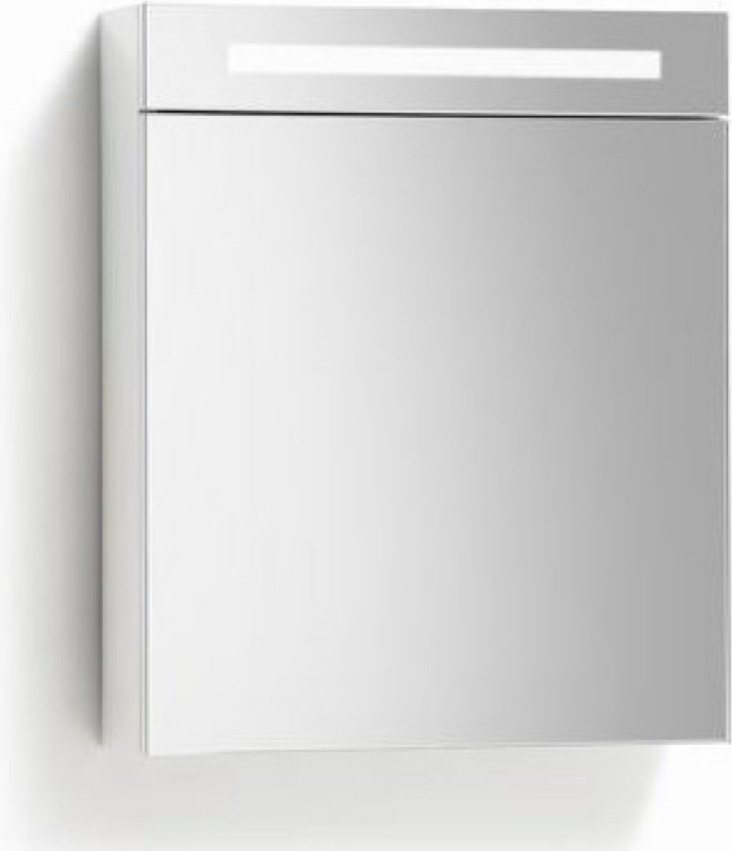 QUALITA-LINE SPIEGELKAST MET LED VERLICHTING INCL. OPBOUW STOPCONTACT SCHAKELAAR 60 HOOGGLANS WIT (SCHANIER RECHTS)
