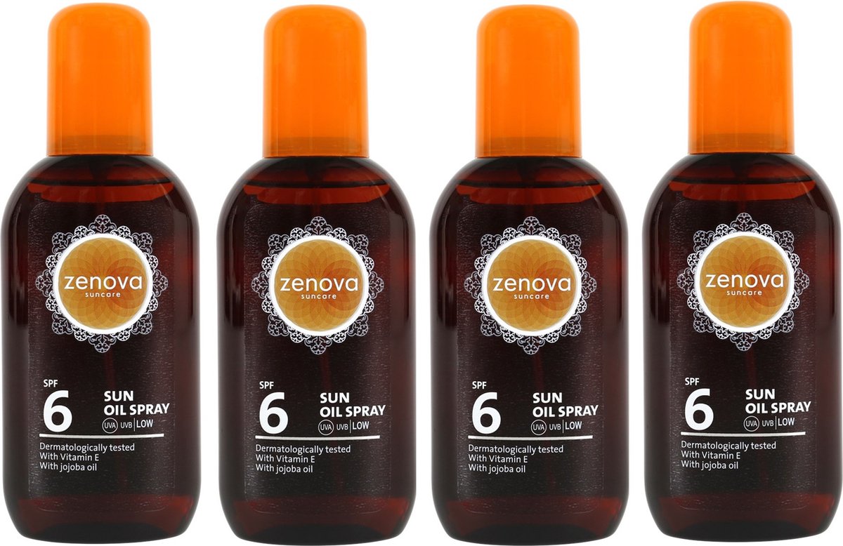 4x200ml Zenova zonnespray - Clear & Protect - Met vitamine E en jojoba-olie