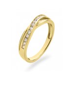 Schitterende 14 K Gouden Ring met Zirkonia's 18.50 mm. (maat58)