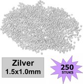 Fako Bijoux® - Knijpkralen - Knijp Kralen - Crimp Beads - Metaal - 1.5x1mm - 250 Stuks - Zilverkleurig