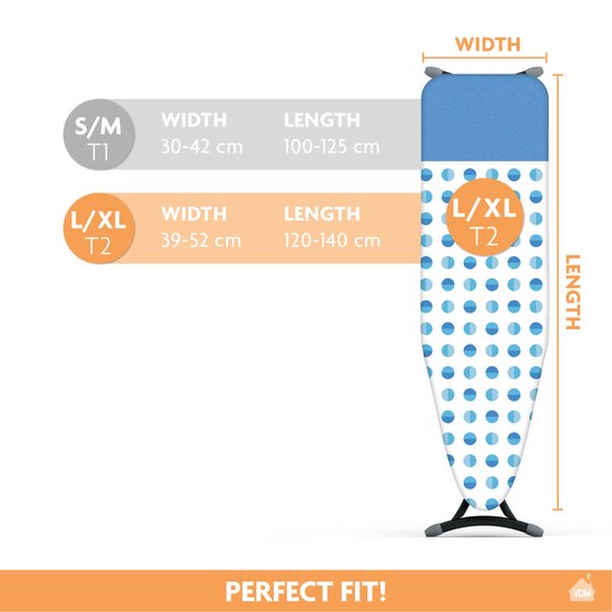 Housse de planche à repasser 100% coton, avec rembourrage de 4 mm pour  table à repasser, réflexion de la chaleur, 130 x 45 cm