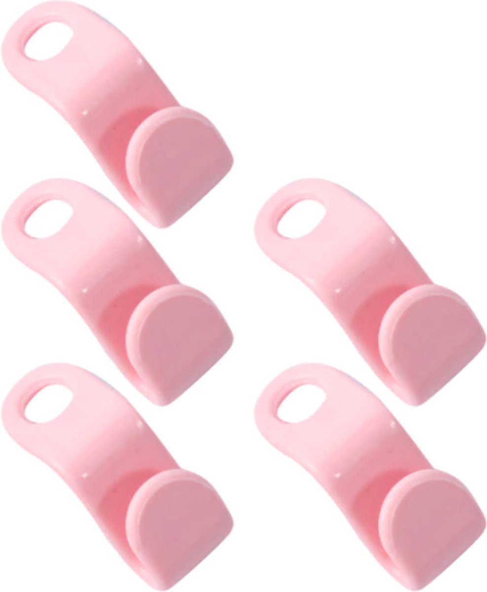 FSW-Products - 5 Stuks - Kledinghaakjes - Kledinghaak - Haken voor Kledingkast - Hanger - Kleding - Roze - Ruimte Maken
