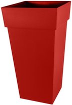 Bloempot Toscane vierkant kunststof rood L43 x B43 x H80 cm - 98 liter - Bloempotten/plantenpotten