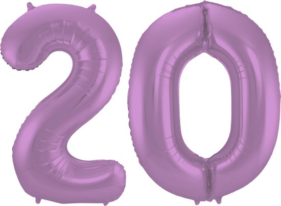 Folieballon 20 jaar metallic paars 86cm