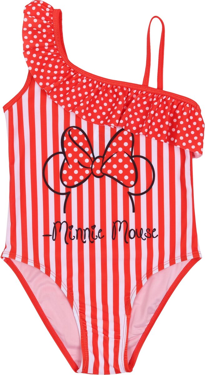 Rood, eendelig badpak met volant - Mini Mouse DISNEY / 116-122