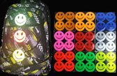 4 stuks reflecterende waterproof stickers smiley geel 6,5 cm