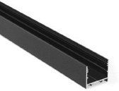 Zwart LED profiel 5 x 1 meter met lage opaal afdekking 31mm – XL11ZWART - 33,4mm x 29,6mm - inclusief eindkappen en montageklemmen