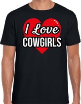 I love Cowgirls verkleed t-shirt zwart - heren - Western/ Wilde westen thema verkleed outfit / kleding L