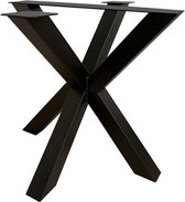 Zwarte stalen vierkanten matrix tafelpoot hoogte 73 cm en breedte 80x80 cm (koker 10 x 10)