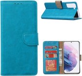 Samsung Galaxy S22 - Bookcase - Portemonnee hoesje - Turquoise - Magneetsluiting