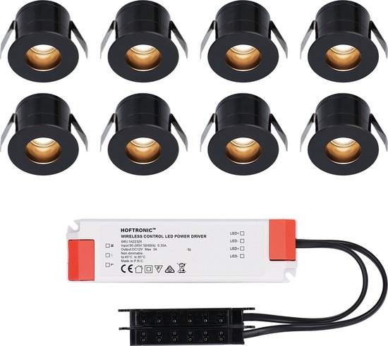 8x Olivia - Mini 12V LED inbouwspot zwart met trafo - Verzonken - 3 Watt -  Niet ... | bol.com