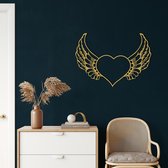 Wanddecoratie | Engelenhart / Angel Heart  decor | Metal - Wall Art | Muurdecoratie | Woonkamer |Gouden| 45x32cm