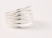 Fijne opengewerkte spiraalvormige zilveren ring - maat 16.5