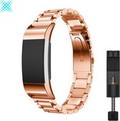 MY PROTECT® Luxe Metalen Armband Voor Fitbit Charge 2 Horloge Bandje - RVS Fitbit Schakelarmband - Stainless Steel Watch Band - Rosé Goud