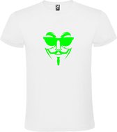 Wit T shirt met print van " Vendetta " print Neon Groen size XXXXL