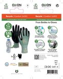 Verpakking van OX-ON Recycle Comfort 16301 werkhandschoenen in maat L/9. Gemaakt van gerecyclede materialen.