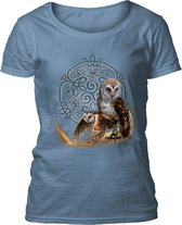 Ladies T-shirt Celtic Owl Magic Blue L