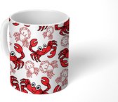 Mok - Koffiemok - Krab - Rood - Patronen - Mokken - 350 ML - Beker - Koffiemokken - Theemok