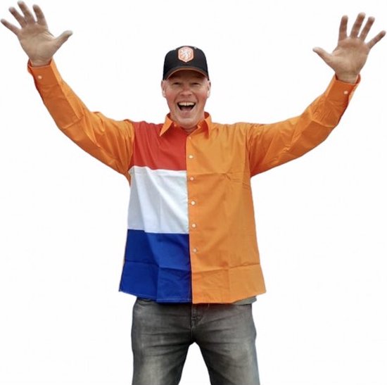 koningsdag overhemd oranje met rood-wit-blauwe vlakken - Maat L konings  shirt | bol.com