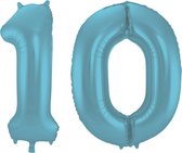Folieballon 10 jaar metallic pastel blauw mat 86cm