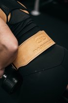 Barbelts Gewichthefriem Sand - Weightlifting belt - Echt leder - Fitness riem - Maat M