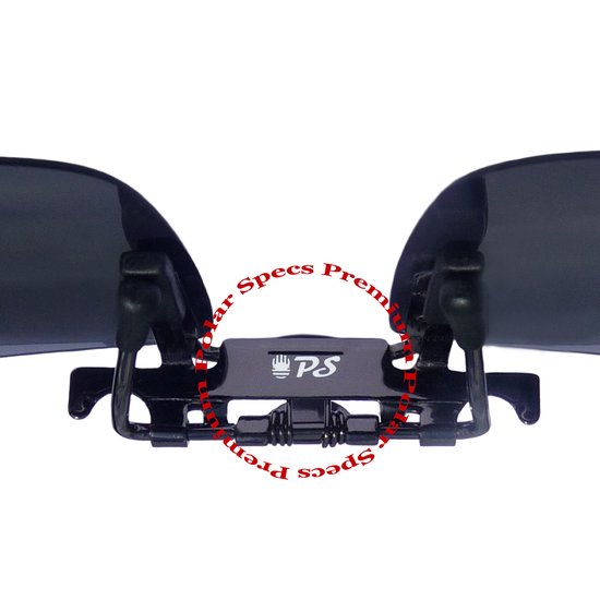 Polar Specs® 42x132 mm. Aluminium Opklapbare Voorhanger – Clip on Zonnebril – Brilclip – Voorzetbril – Polarized Black – Unisex