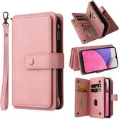 Telefoonhoesje geschikt voor Samsung Galaxy A13 - Portemonnee met rits - book-case hoesje - ruimte voor 15 pasjes - roze