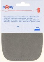 Pronty - 2 souplesse opstrijkbare kniestukken / elleboogstukken - licht grijs - suede patches gray