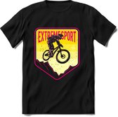Extreme Sport | TSK Studio Mountainbike kleding Sport T-Shirt | Geel - Roze | Heren / Dames | Perfect MTB Verjaardag Cadeau Shirt Maat XL