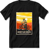 Mountain Biking | TSK Studio Mountainbike kleding Sport T-Shirt | Oranje - Geel | Heren / Dames | Perfect MTB Verjaardag Cadeau Shirt Maat XXL