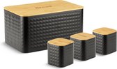 Edënbërg Black Line - Set de 5 pièces - Boîte à pain avec planche à découper + 3 boîtes de rangement