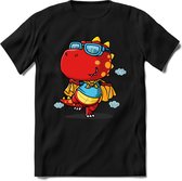 Dino Kinder T-Shirt Jongens / Meisjes  -  Leuk Dinosaurus Cadeau Shirt - grappige Spreuken, Zinnen en Teksten. Maat 134/140